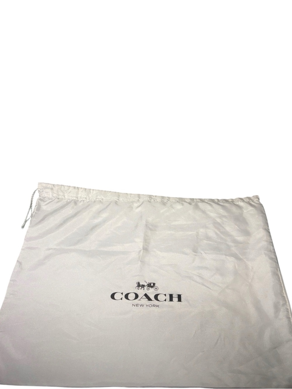 Coach Large White Satin Drawstring Dust Bag Handbag Storage Cover 19" x 15"